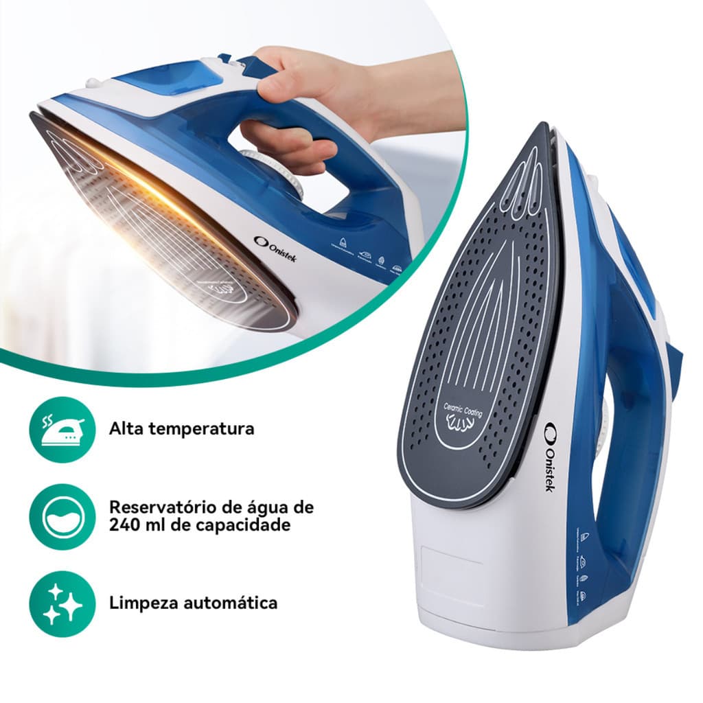 Ferro de Passar Onistek ON-PR906 Ideal para Todos os Tecidos
