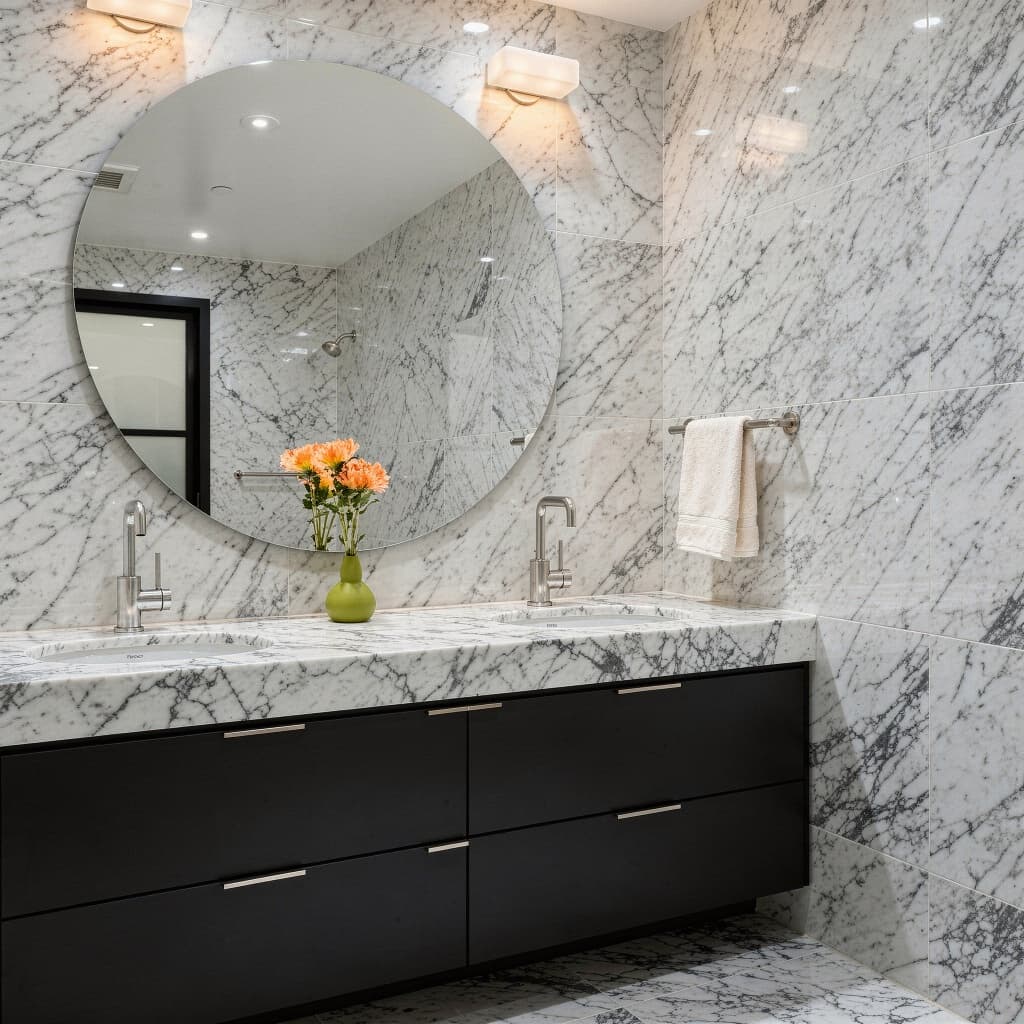 Espelho para Banheiro Grande 40x40cm Espelho Redondo Autocolante Espelho de Parede Penteadeira