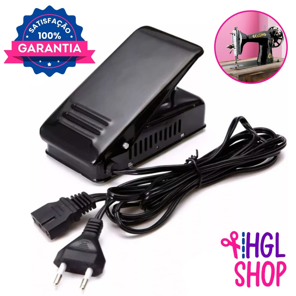 Pedal Controlador Velocidade Motor p/ Máquina de Costura Doméstica