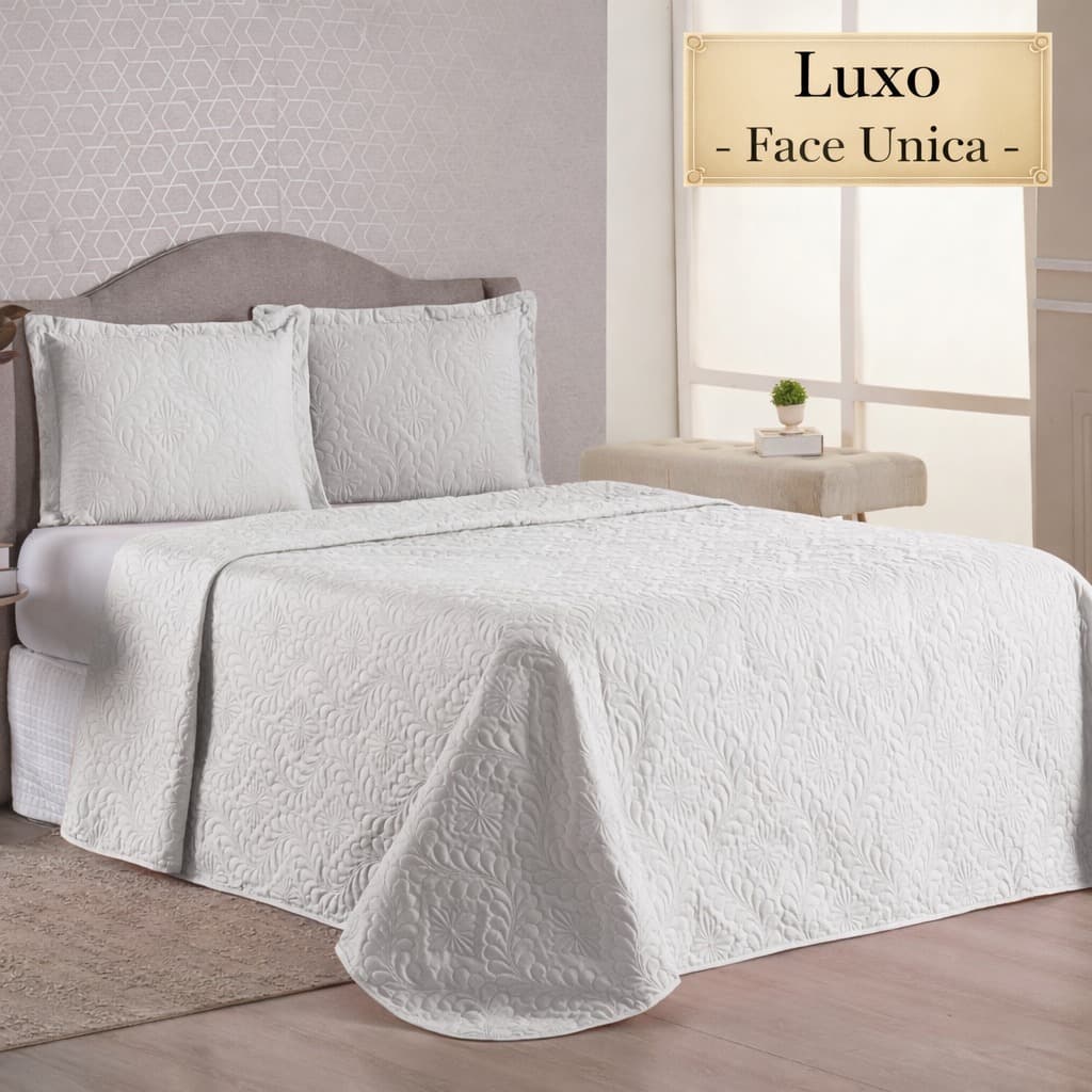 COBRE LEITO LUXO CASAL COM 3 PEÇAS - MATELADO LISO