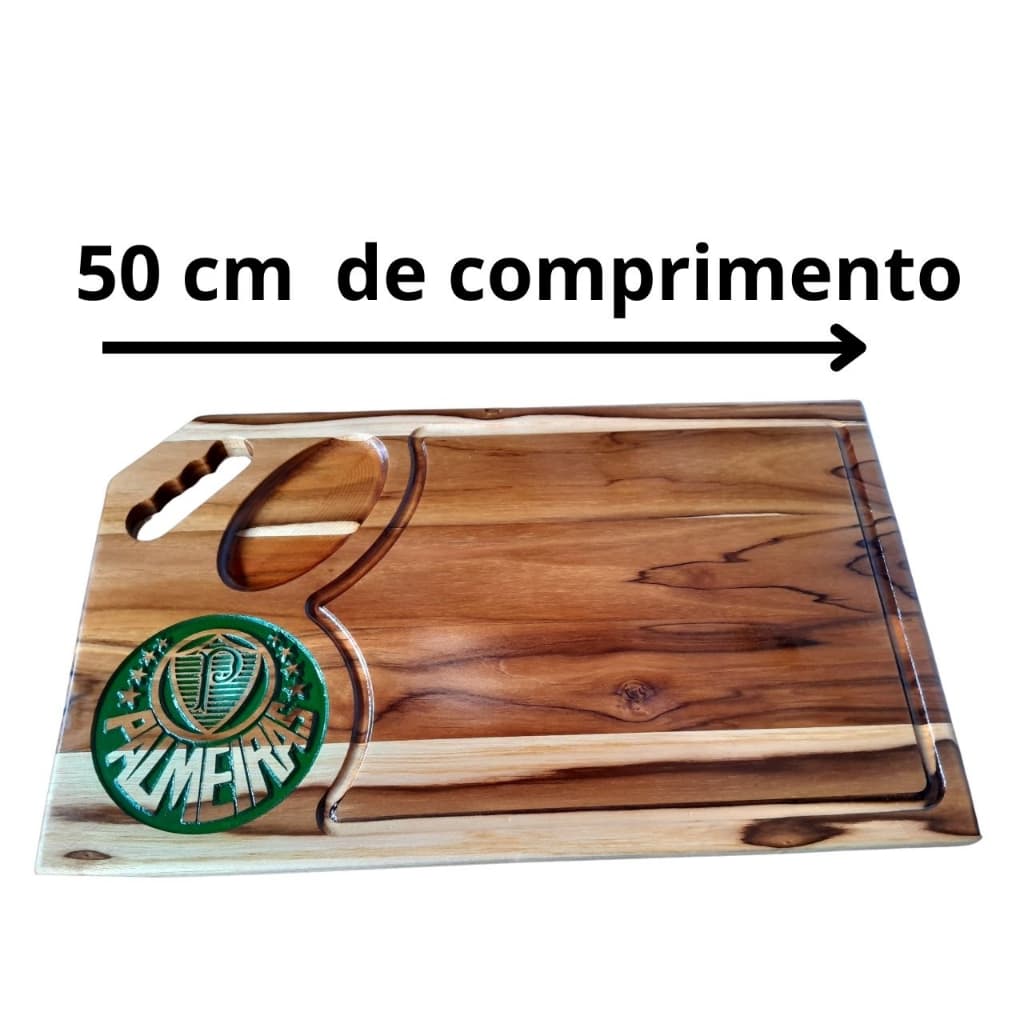 Tábua de  carne corte cozinha churrasco personalizada madeira teca grande 50x30x2cm