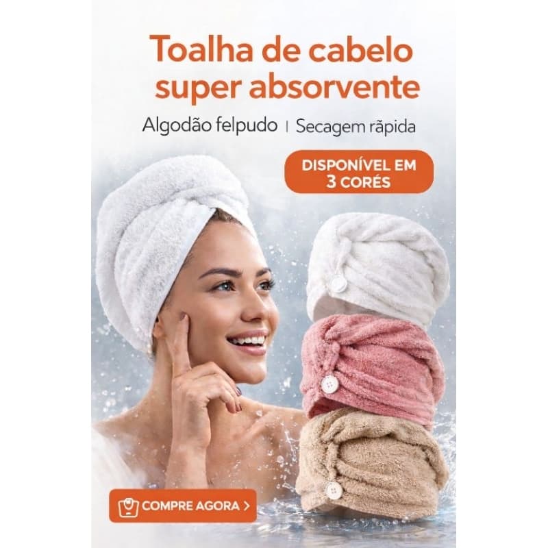Touca de Cabelo Atoalhada 100% Algodão – Alta Absorção - Toalha Touca