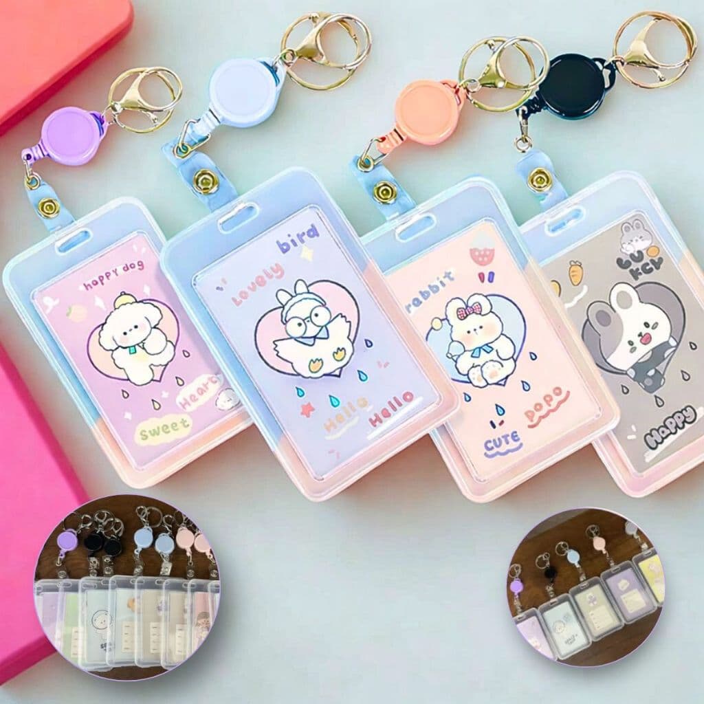 Porta Crachá Retrátil Suporte Cartão Roller Clip Trabalho Evento Porta Card K-pop Kawaii Cores