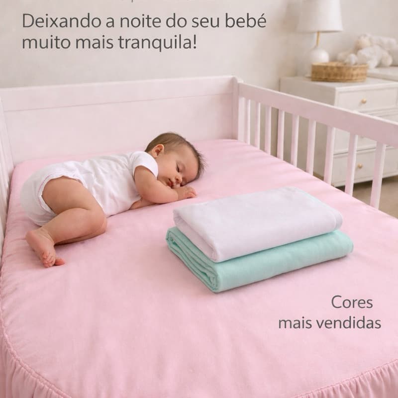 Kit 2 Lençol de Berço 130X70cm Americano Percal 400 Fios Com Elástico