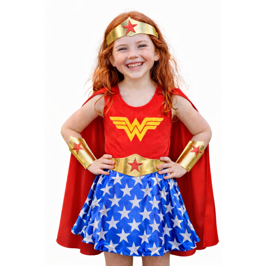 Fantasia Mulher Maravilha com capa e acessórios 2 a 12 anos Infantil