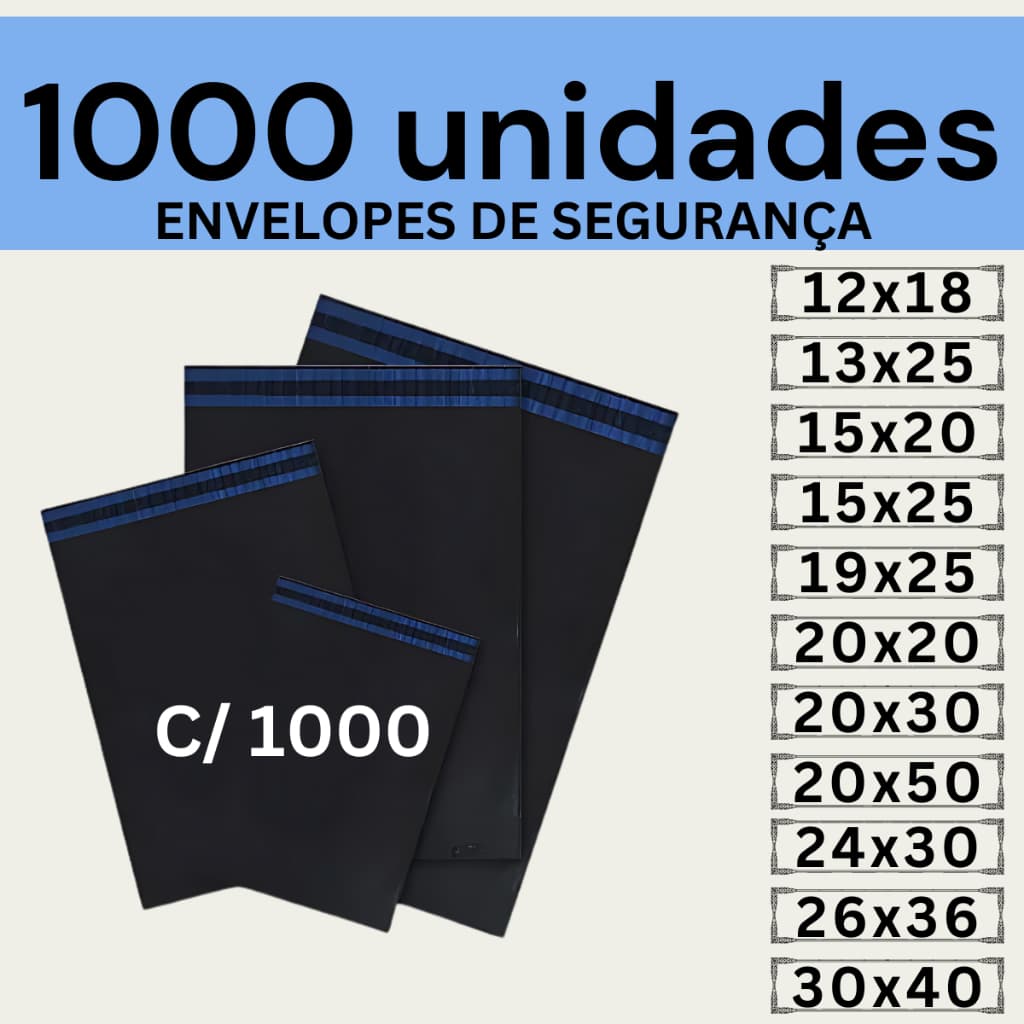 Kit 1000 Envelopes Segurança Embalagem De Envio Saco Inviolável Saquinho Correios Envelope Plástico para Envio