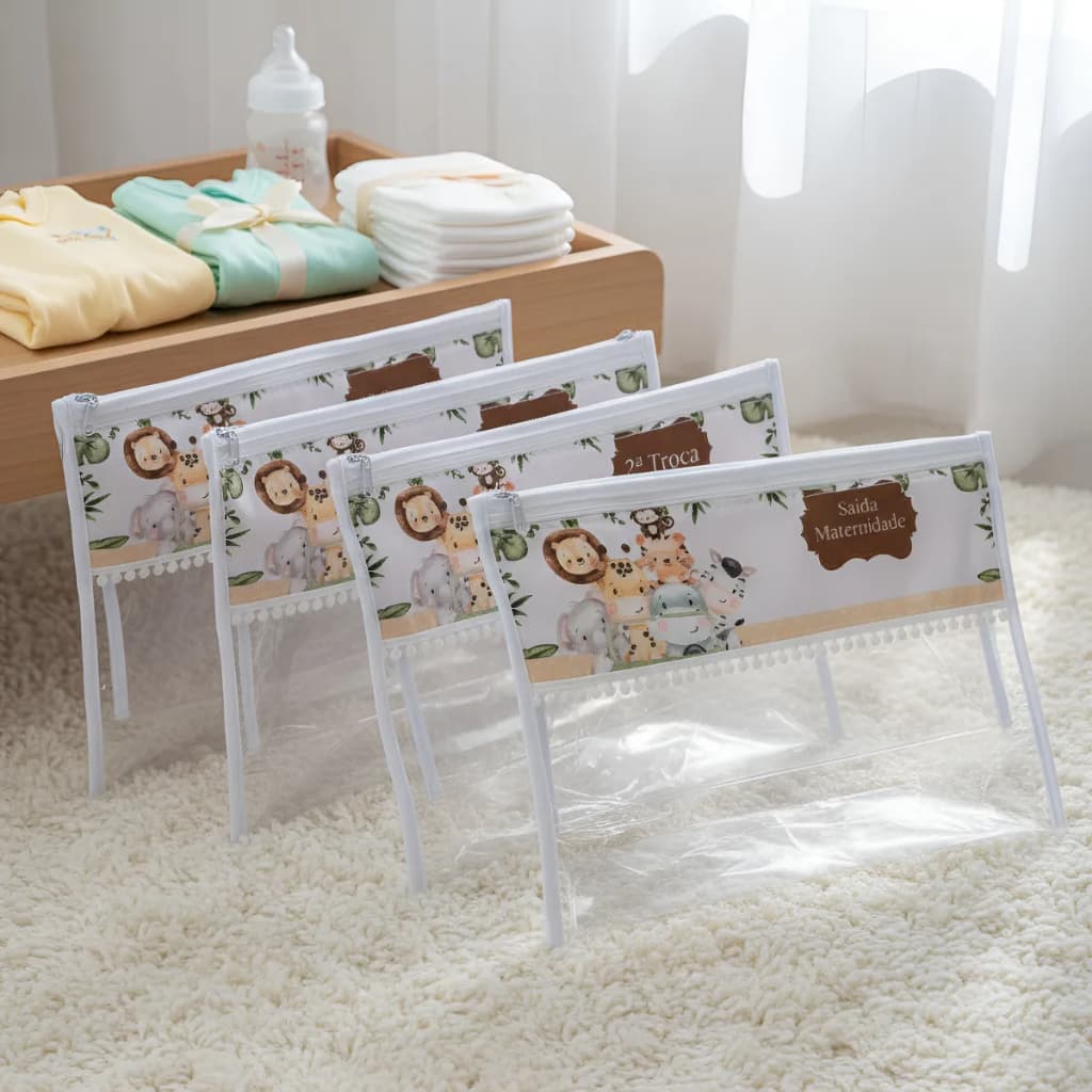 Kit 5 Saquinhos Maternidade Organizador para Bebe com Ziper Menino