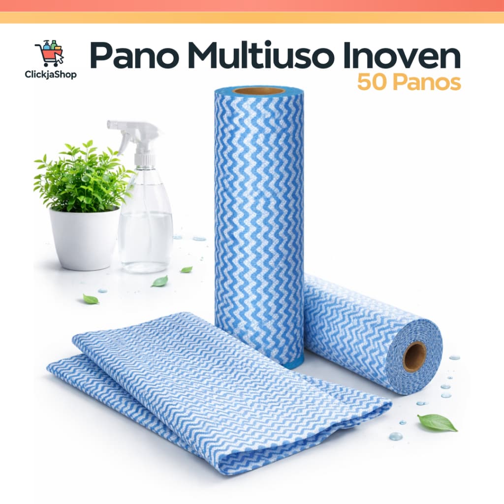 Kit Pano Multiuso Com 50 Panos 28X40cm Rolo  Azul - Inoven