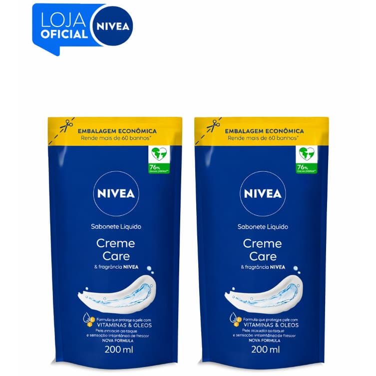 KIT NIVEA Sabonete Líquido Refil Creme Care 200ml - 2 unidades BBB 26