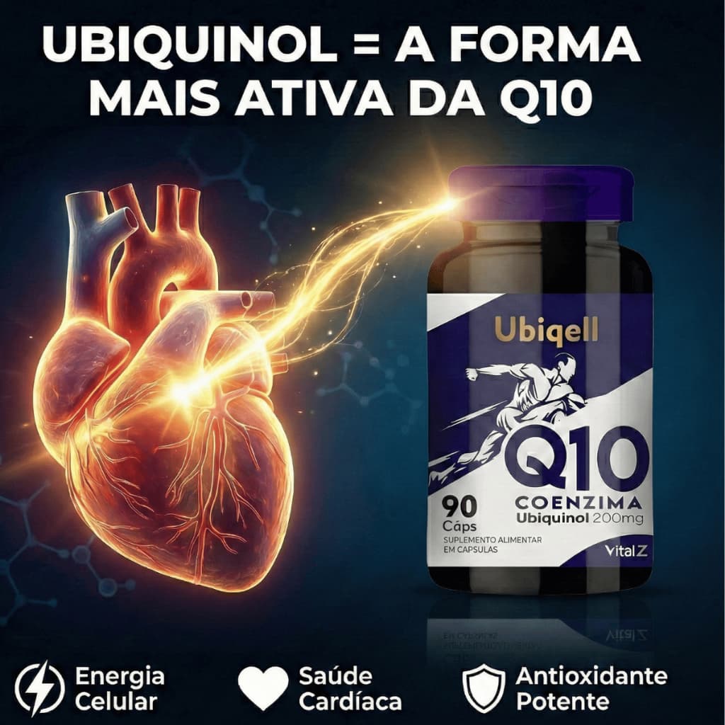 Ubiqell Q10 Coenzima Q10 (Ubiquinol) 200mg | 90 Cápsulas 8X MAIS FORTE QUE O TRADICIONAL