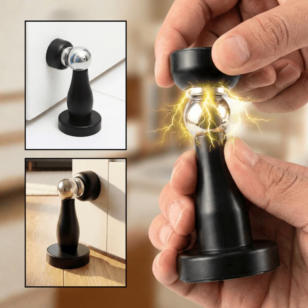 Prendedor de Porta Magnético Trava Batedor Fixador Porta Imã Sem Furos Adesivo Inox Preto Kit 1 a 5