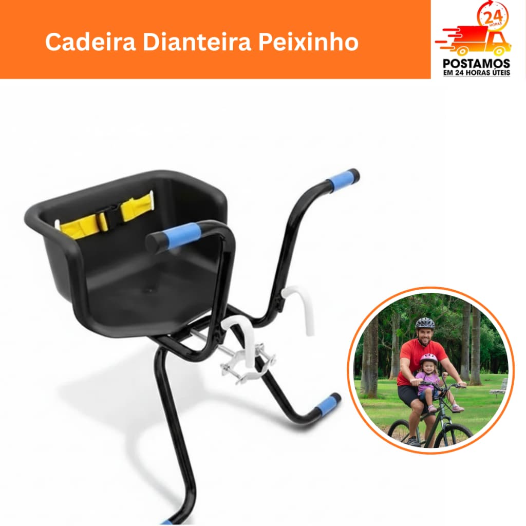 Cadeirinha Bicicleta Dianteira Frontal Infantil Até 4 Anos Fixação Frontal Cadeirinha Peixinho
