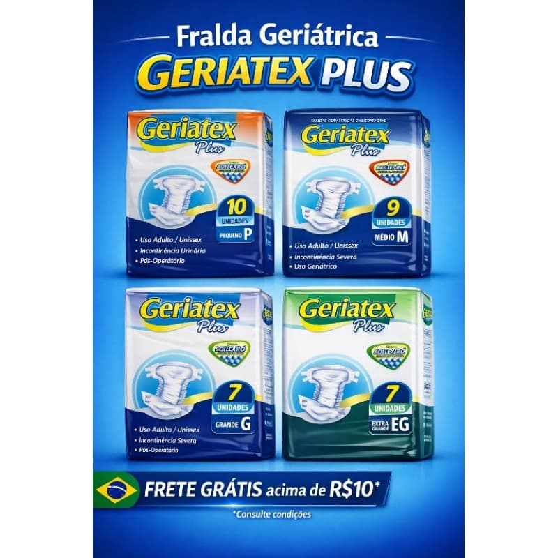Fralda Geriatrica Adulto Descartável Pós Operatório/Hipoalergênica/Uso Adulto/ Unissex - Geriatex Plus