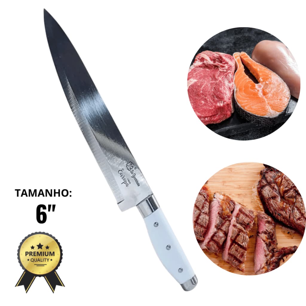 Kit 1 2 ou 4 Facas Linha Europa 29cm Aço Inox Profissional Chef Churrasco Alta Precisão e Resistência