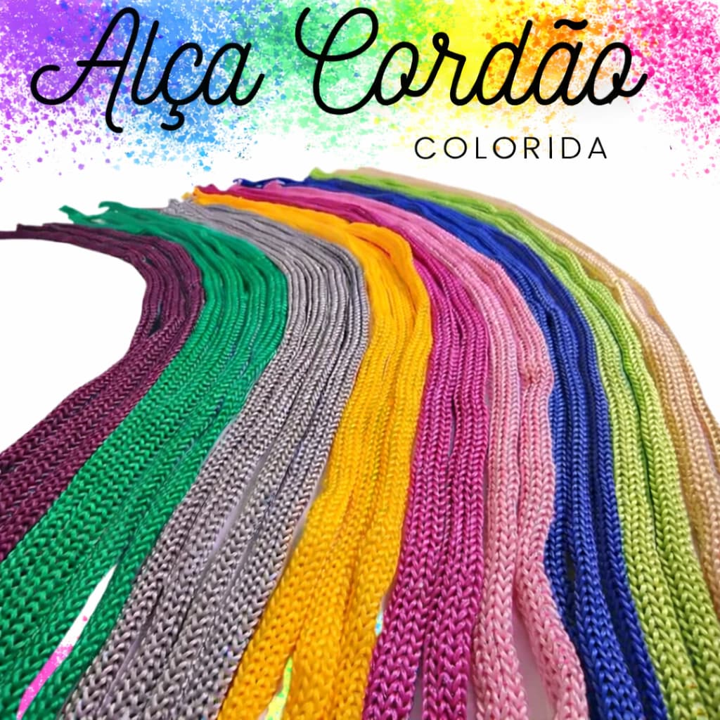 Cordão Colorido 35cm 200un P/ Alça De Sacola Com Ponteira