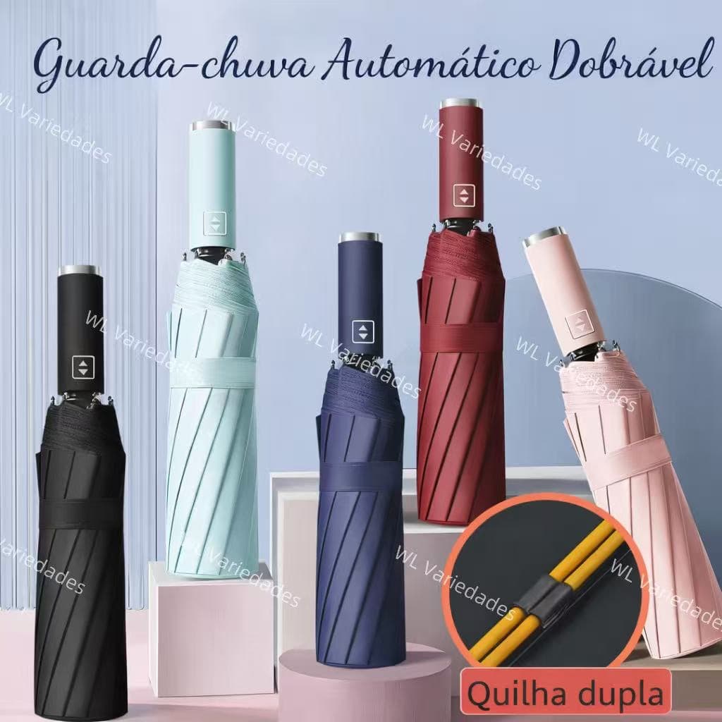 Guarda Chuva Automático Abre e Fecha Reforçado Contra Vento e Proteção Solar Blackout