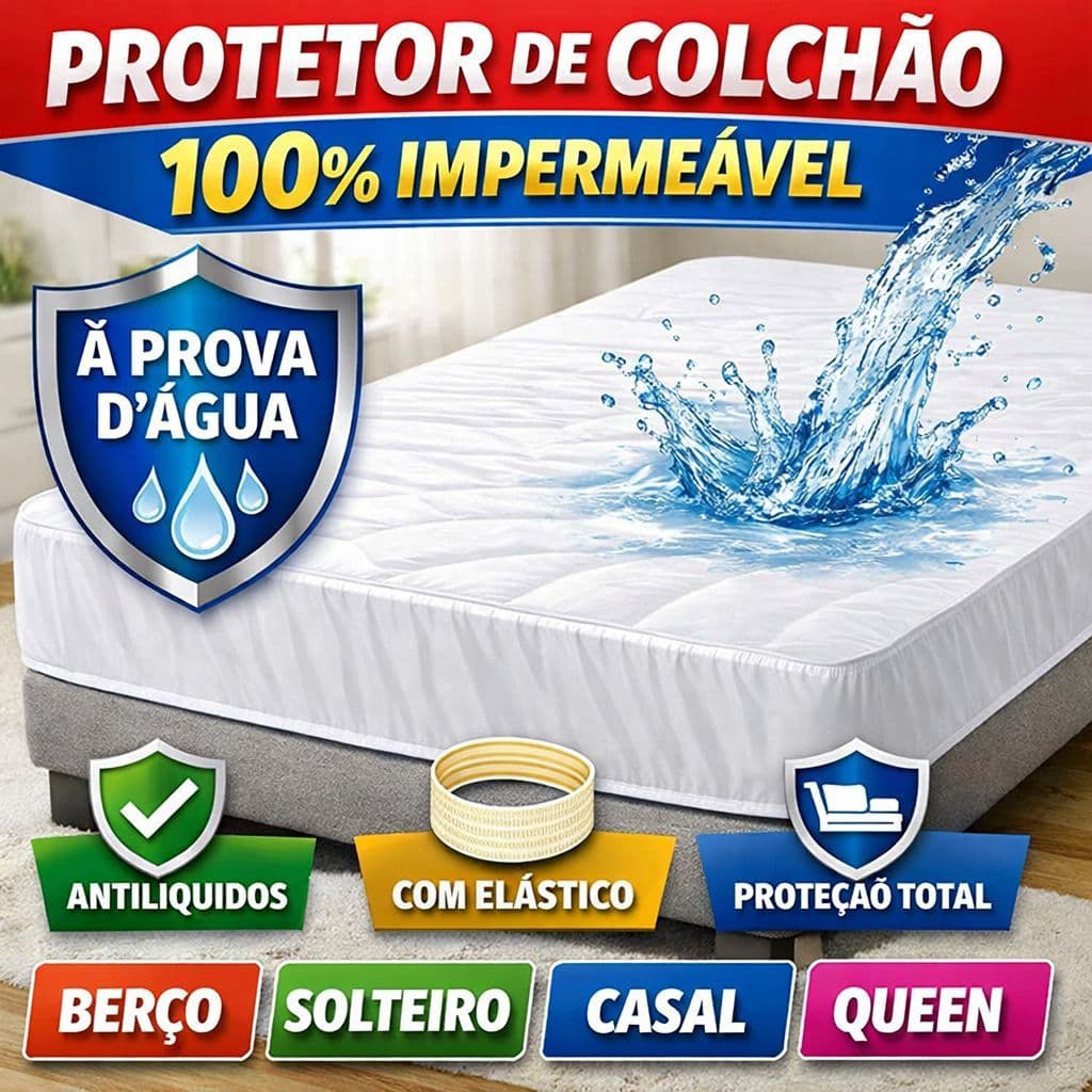 Protetor de Colchão Impermeável PVC Anti Xixi Água Urina Suor Berço Solteiro Casal Queen