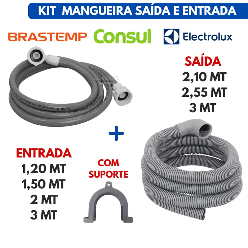 Kit Mangueira Para Maquina De Lavar Entrada e Saída De Água