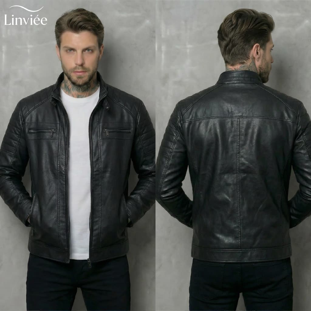Jaqueta De Couro Masculina Slim Resistente