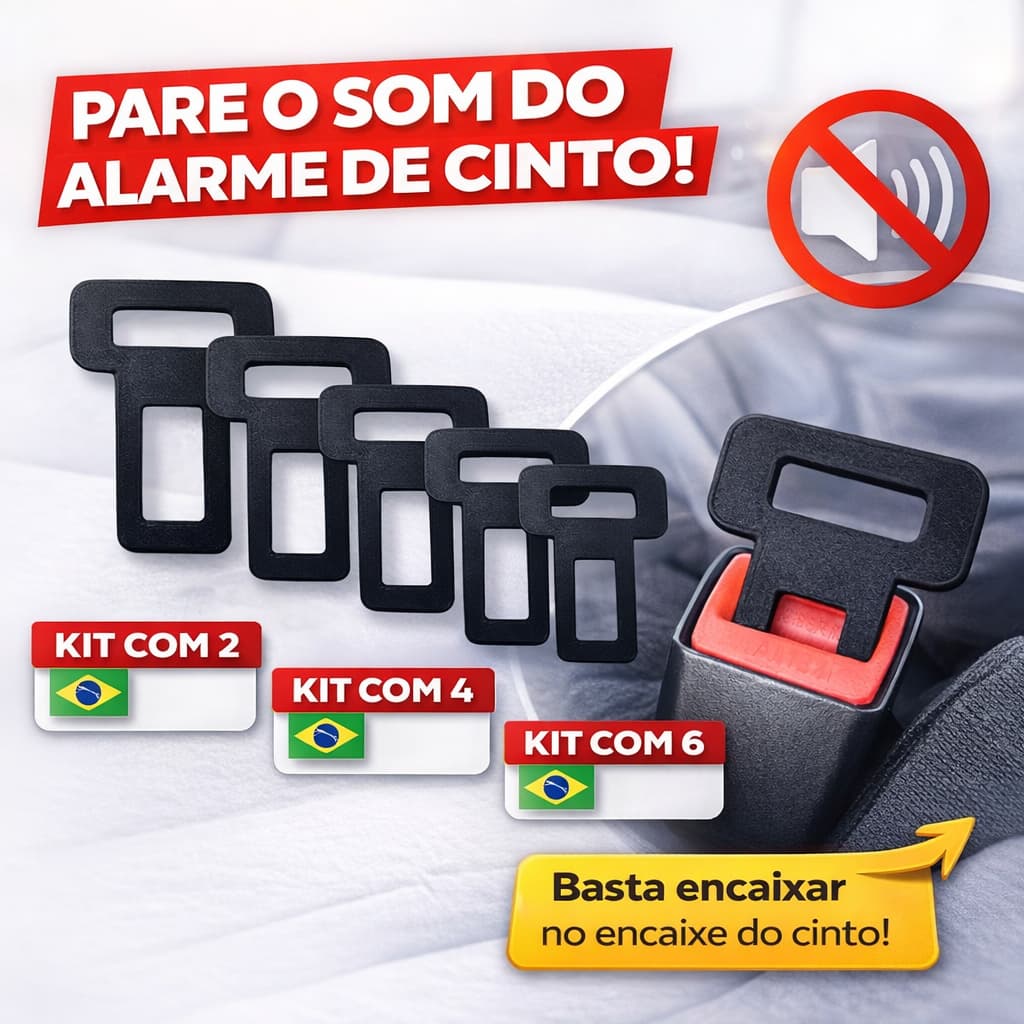 Clipe Fivela Cinto de Segurança Universal para Carro Plug Alarme Sonoro Extensor Oculta Discreta