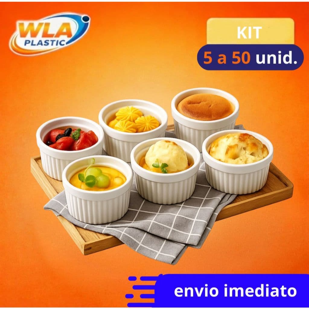 Ramequim100ml Plástico Canelado KIT 5 a 50 para Molho Petisco Caldo Doces Buffet Restaurante Festa Aniversário (Ramekin)