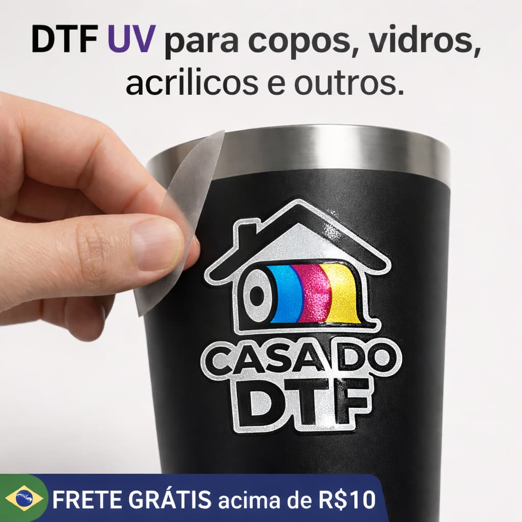 KITS ADESIVOS DTF UV DE 10,15 OU 20  Personalizado | Para Copos, Canecas, Vidro, Acrílico e Plástico | Alta Definição