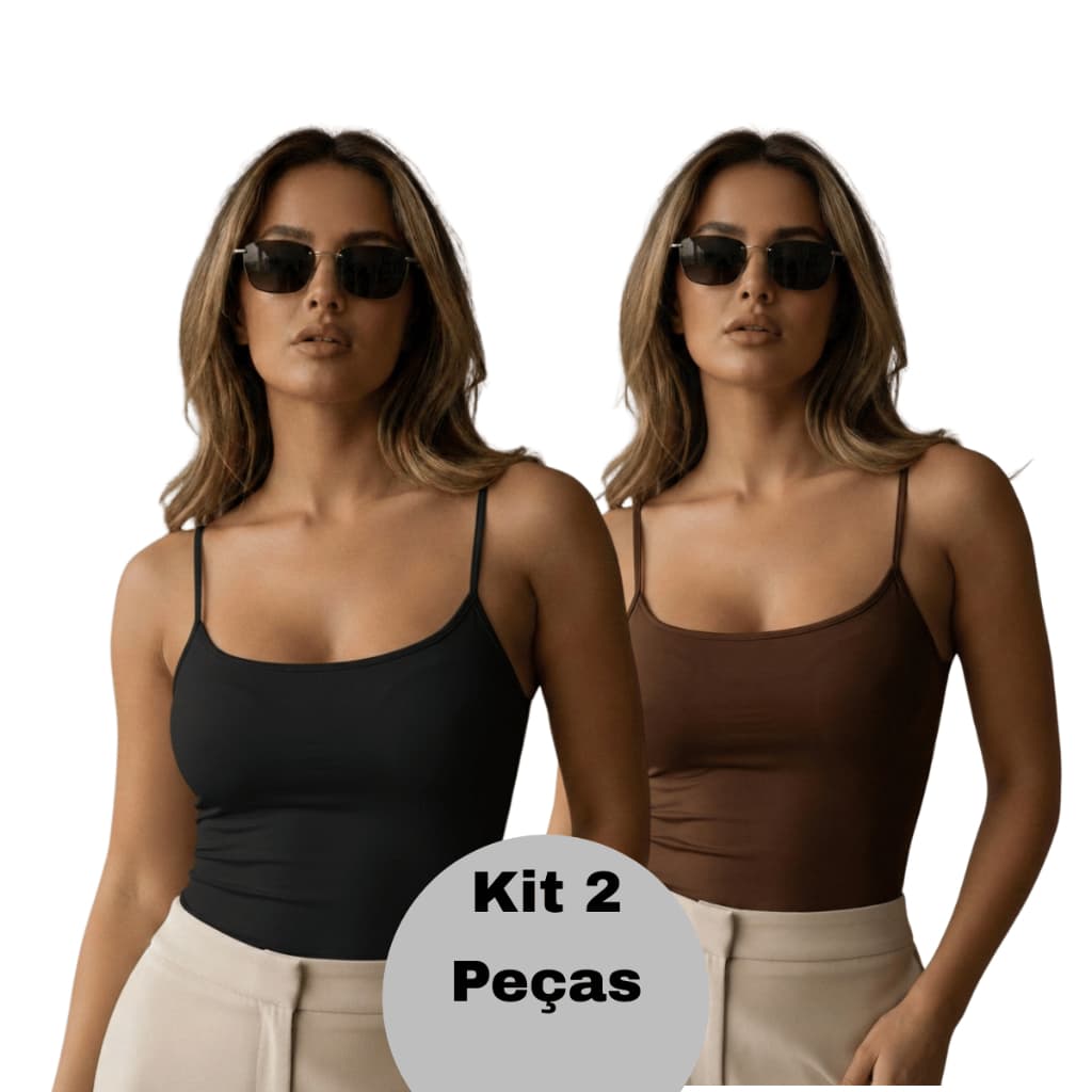 Kit 2 Cropped Alça Moda Blogueira Micropremium Confortável Basico Premium Para Academia Festas
