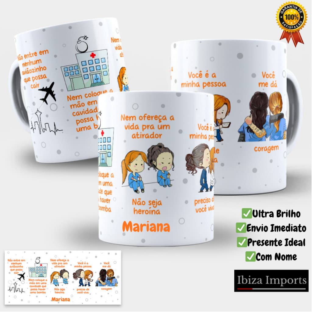 Caneca Personalizada Greys Anatomy Você é Minha Pessoa | Presente Criativo com Nome Porcelana 325ml