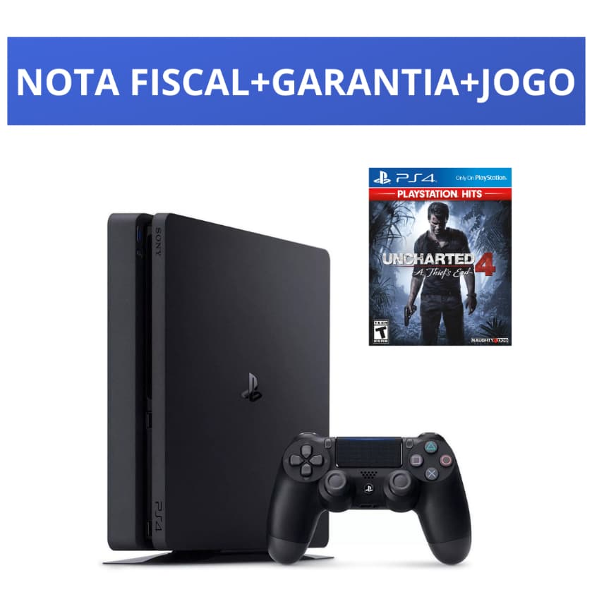 PS4 - PLAYSTATION 4 SLIM 500GB +1 JOGO ALEATÓRIO + GARANTIA E NOTA FISCAL