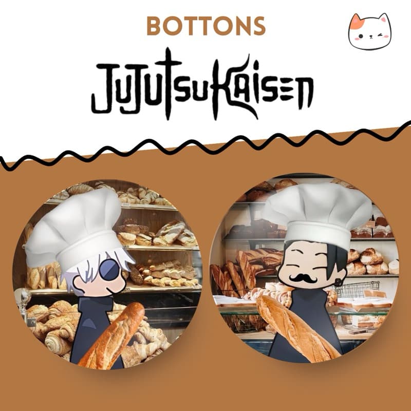 Kit 2 bottons Jujutsu Kaisen Satoru Gojo Suguru Geto tamanho 3,2cm ou 4,4cm broche/buton/boton/pin/anime