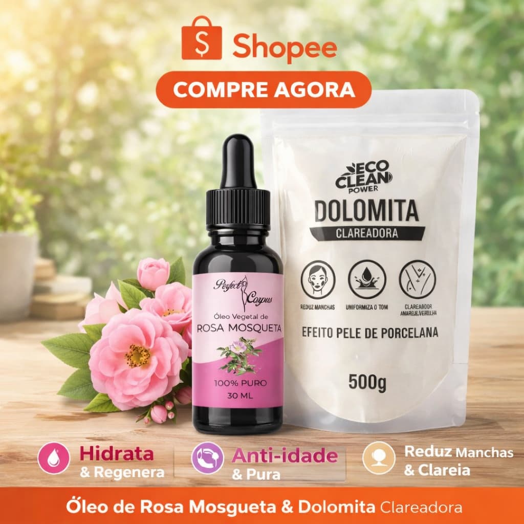 Óleo Vegetal De Rosa Mosqueta 100% Natural 30ml + Dolomita Clareadora 500g