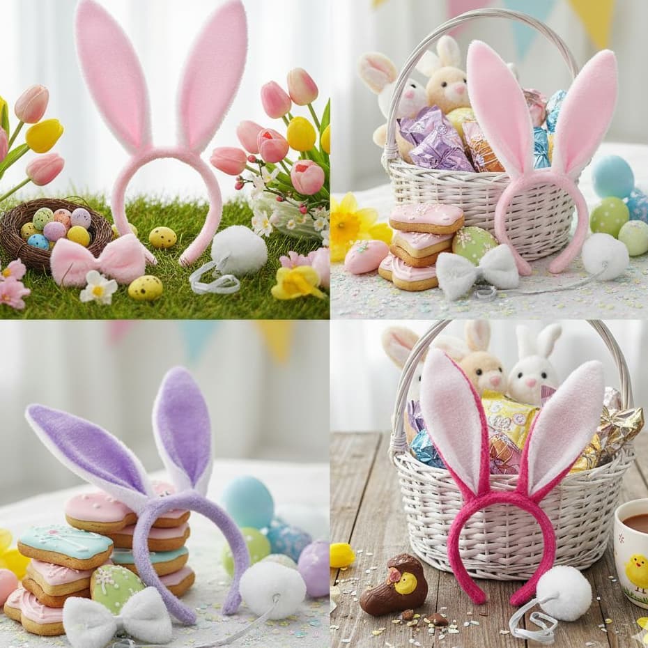 Fantasia Coelhinha Kit Tiara Com Orelhas Lacinho Rabo Coelho Carnaval