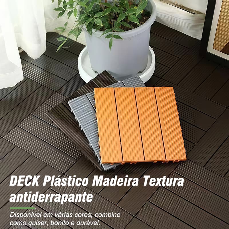6/12 Peças (0,5/1㎡) Decks Plástico Madeira Textura Antiderrapante 30cm x 30cm Pallet Modular