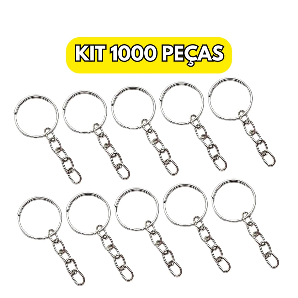 Argola Chaveiro Com Corrente 20mm 1000 Unidades Para Chaves Chaveiros Presentes Artesanato