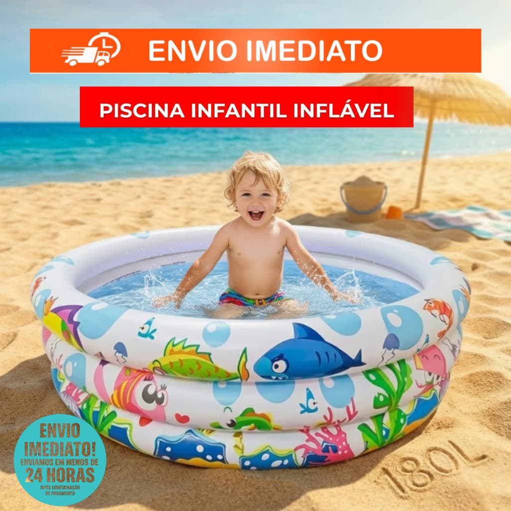 Piscina Inflável Infantil 180 Litros Fundo do Mar