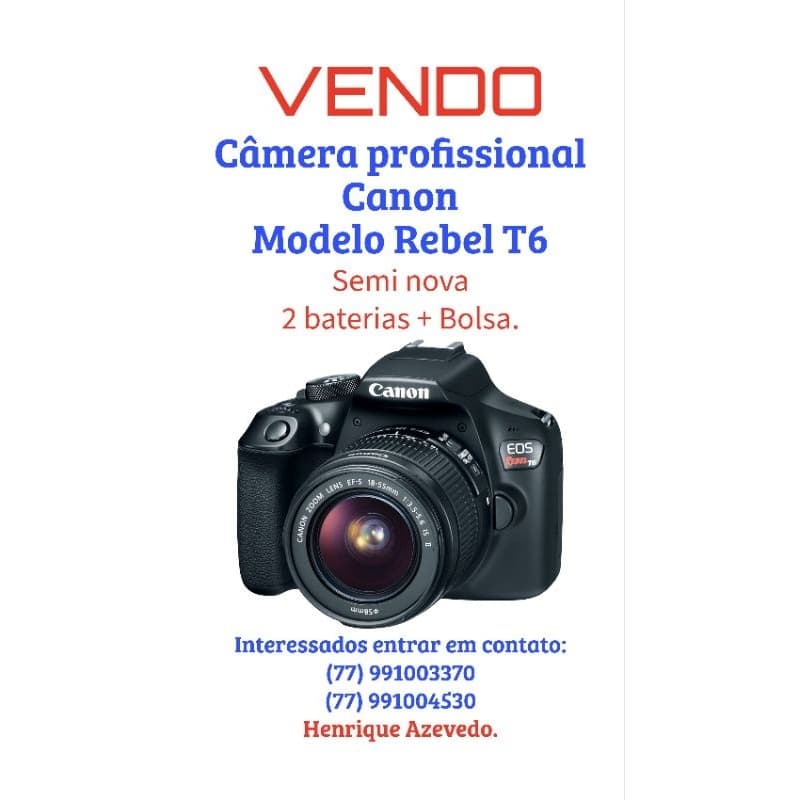 Camera profissional Canon T6