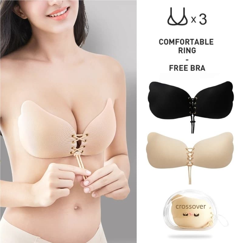 Sutiã Adesivo com Ajuste em Cordão – Efeito Push Up, Invisível e Confortável
