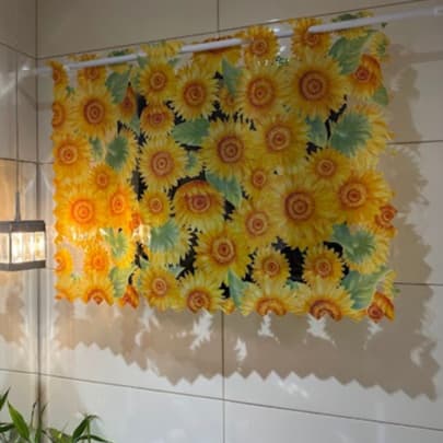 Cortina Vitro Janela Banheiro Plástica Estampada 0,87x0,66 cm