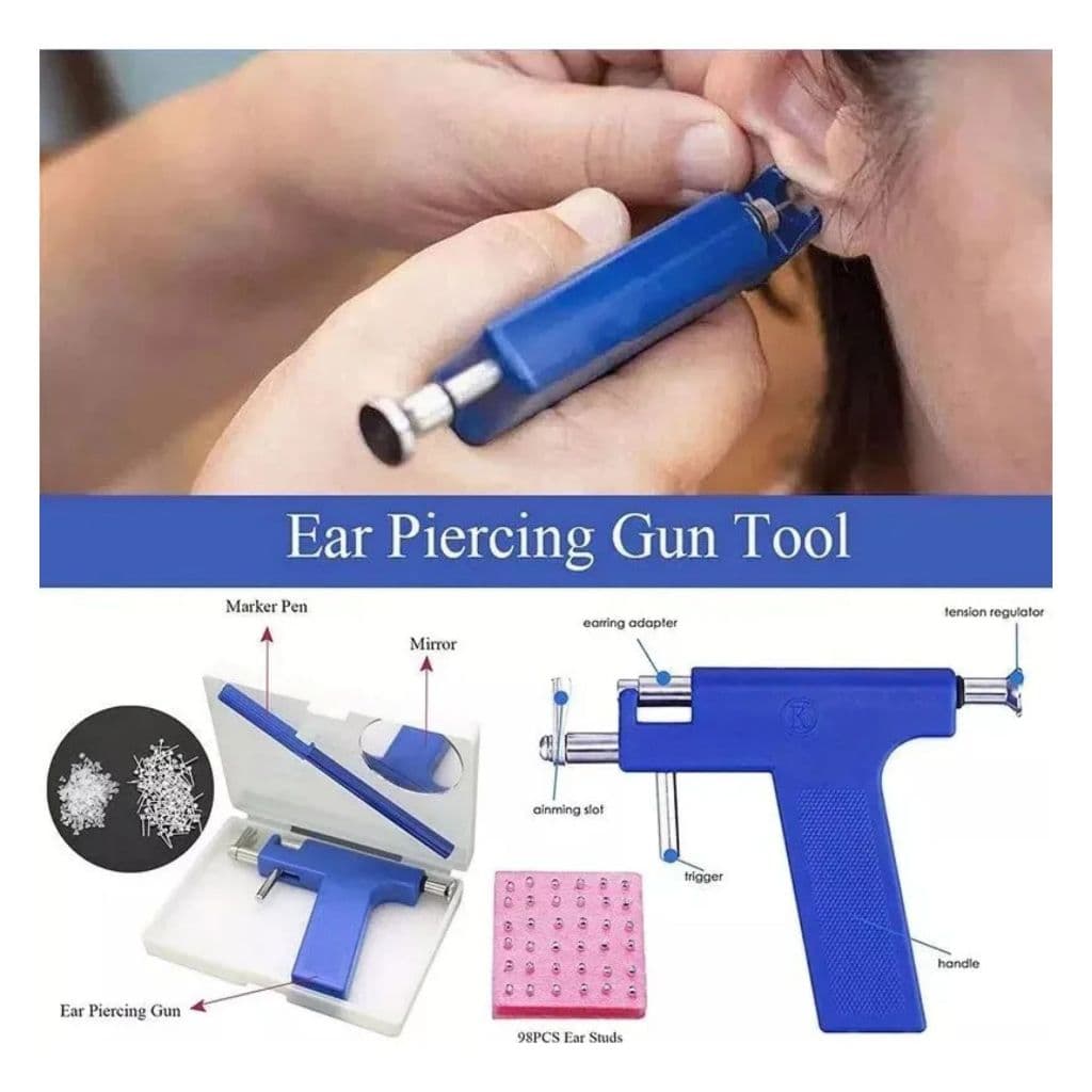 Kit Pistola De Piercing Para Furar Orelha Com Brinco Profissional Furador De Nariz E Umbigo Manual