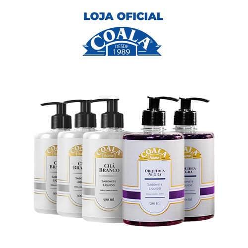 Kit 5 Unidades Sabonete Líquido Coala Home - Chá Branco + Orquídea Negra