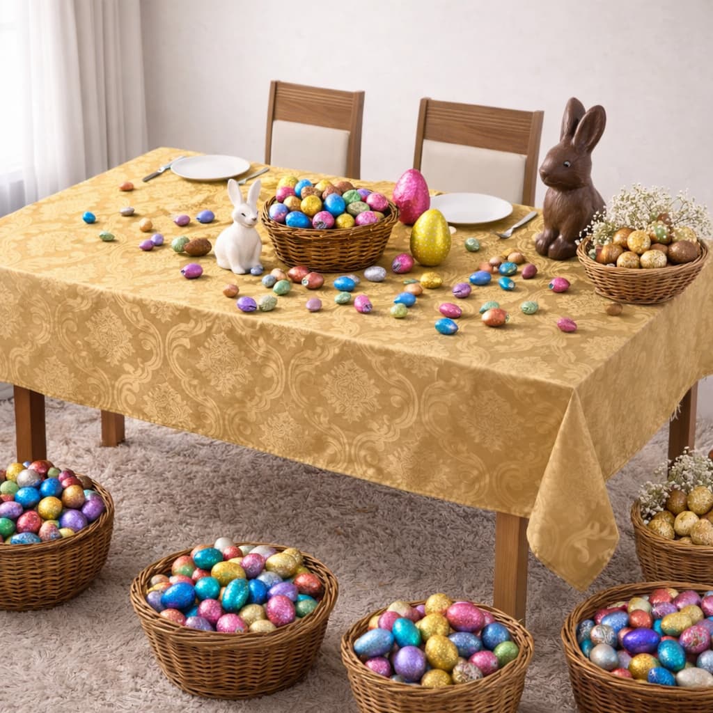 Toalha de mesa jacquard retangular 6 lugares jacard