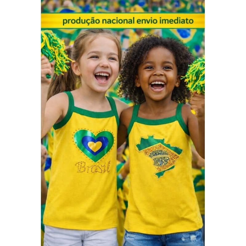 Blusas do Brasil  infantil/crianças estampadas para a copa do mundo do 2026 ideal para as pequenas torcedoras