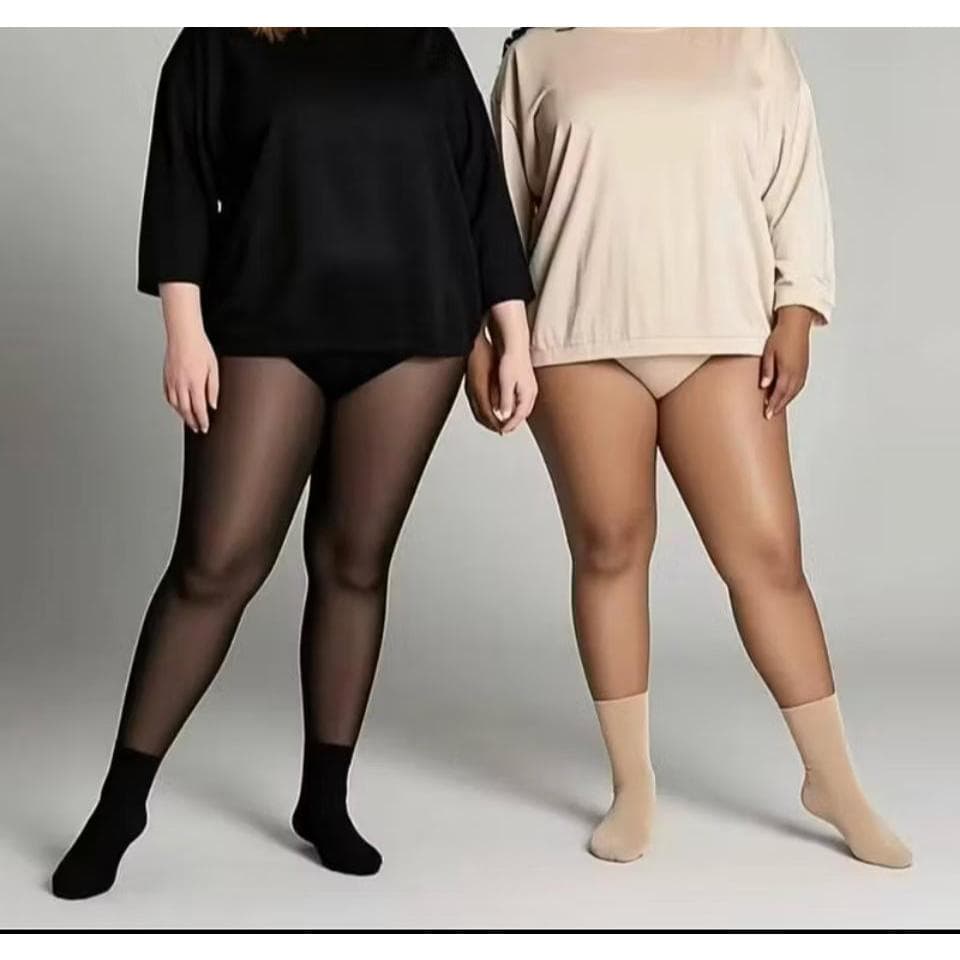 Meia Calça Feminina  7D Fashion Preta e Bege Confortável Tamanho Único