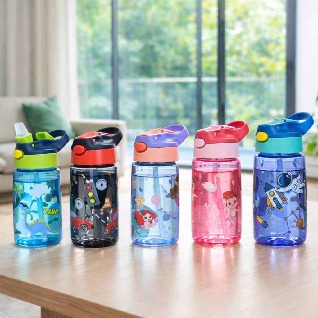 Garrafa / Squeeze Canudo Silicone Infantil Plástico / garrafa de água Infantil 450ml MIMI