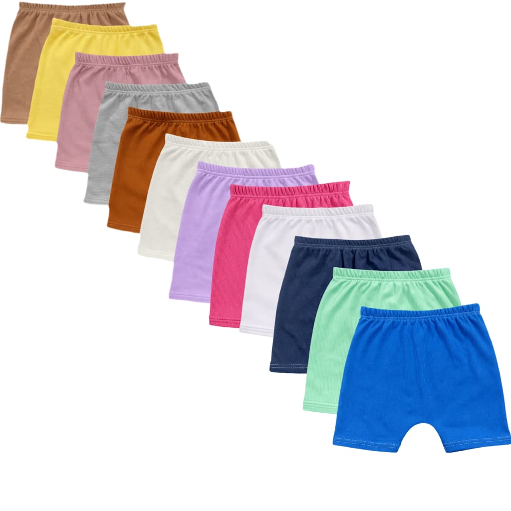 Kit 5 Tapa Fralda Shortinho Para Bebe Infantil Menino e Menina Caneladinho