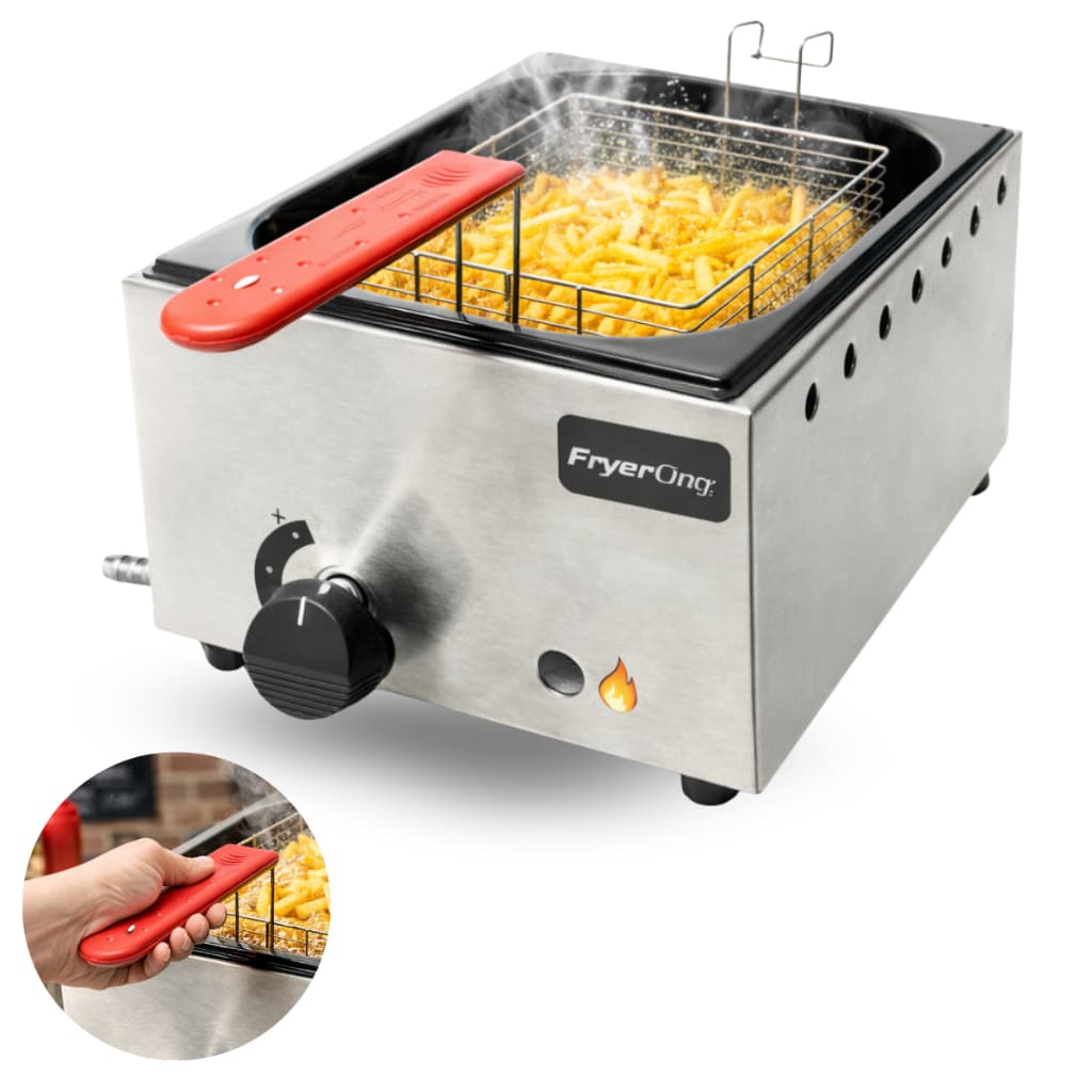 Fritadeira A Gás 5 Litros Inox Cuba Batata Frita Pastel quadrada esmaltada lanchonete profissional