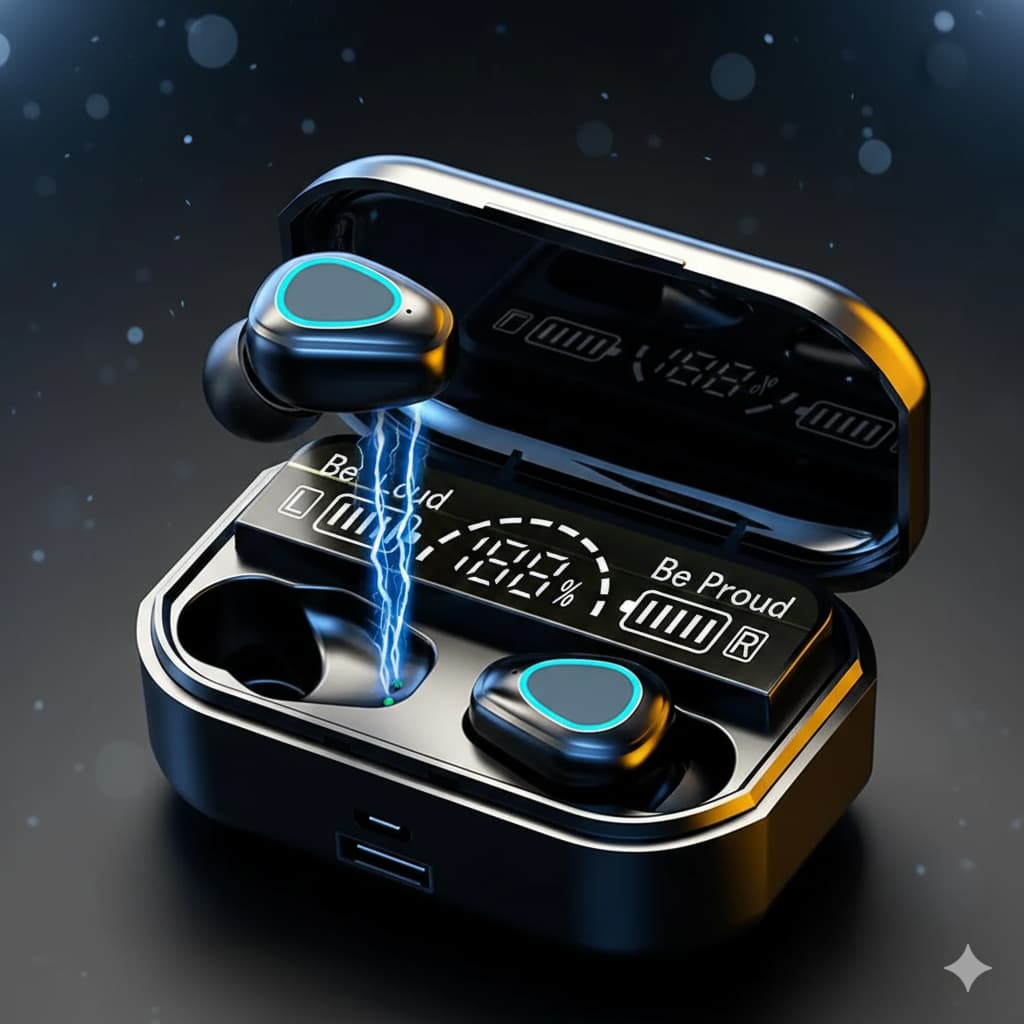 Fone De Ouvido Sem Fio Bluetooth Display Digital Gamer E Power Bank M10