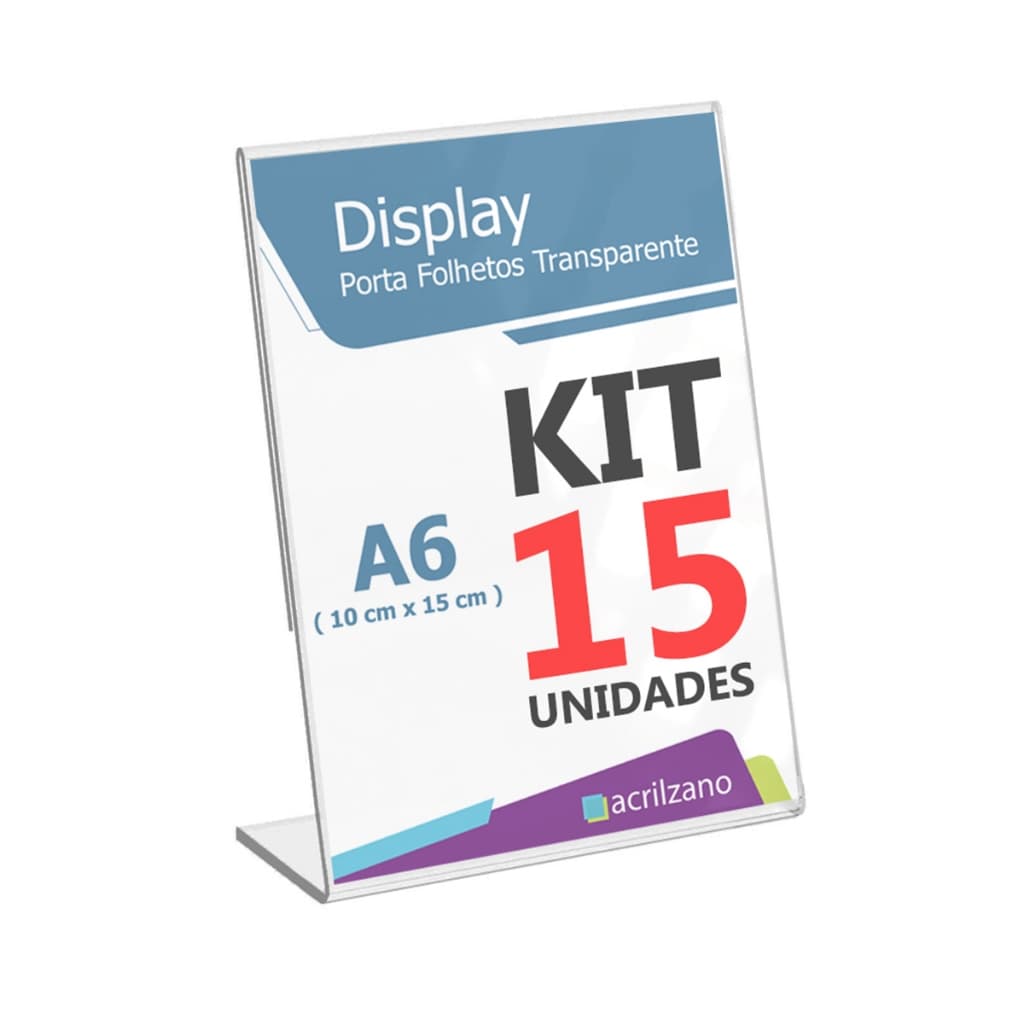 Display De Mesa Acrílico A6 L 10x15 Kit/15