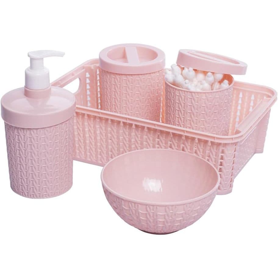 Kit Higiene Plasútil Trama Baby Rosa c/ 5 Peças