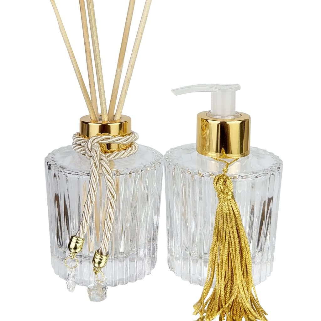 Par Vidro Napoli 120ml Difusor De Varetas e Saboneteira Luxo com Pingentes